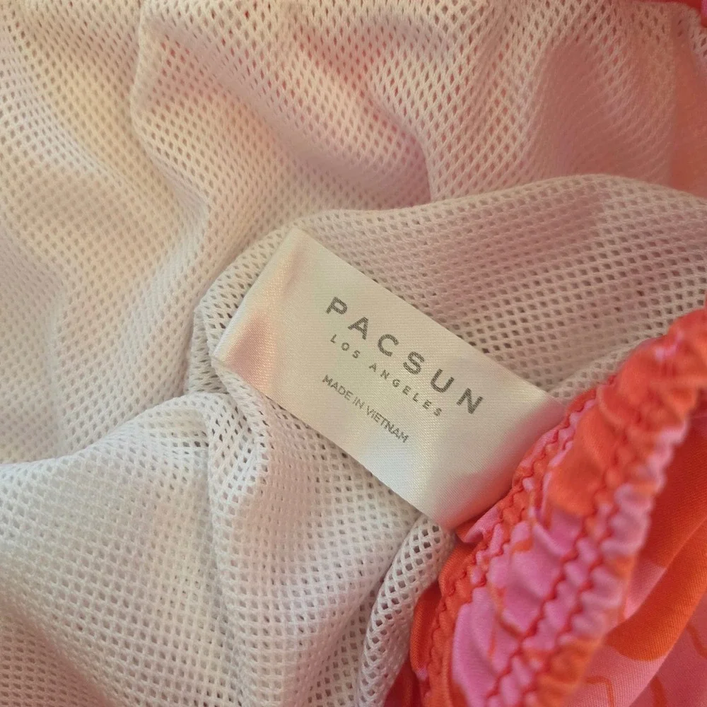 Pacsun‎ Men's Floral Swim Trunks Pink Orange Size Large